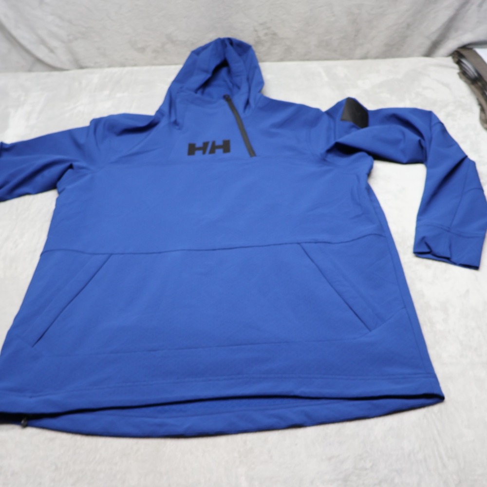 Helly Hansen Hoodie Mens Large Blue Pullover ULLR D Shield 1/4 Zip Performance